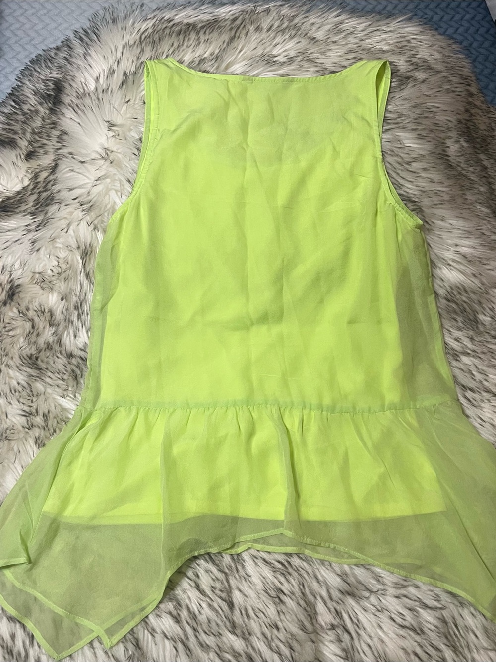 Express Neon Yellow Sheer Peplum Camisole